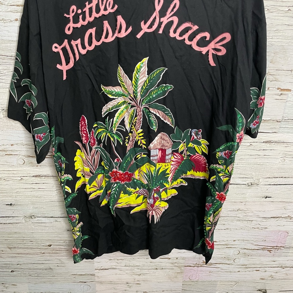 Surya black vintage button down top shirt floral - Picture 9 of 14